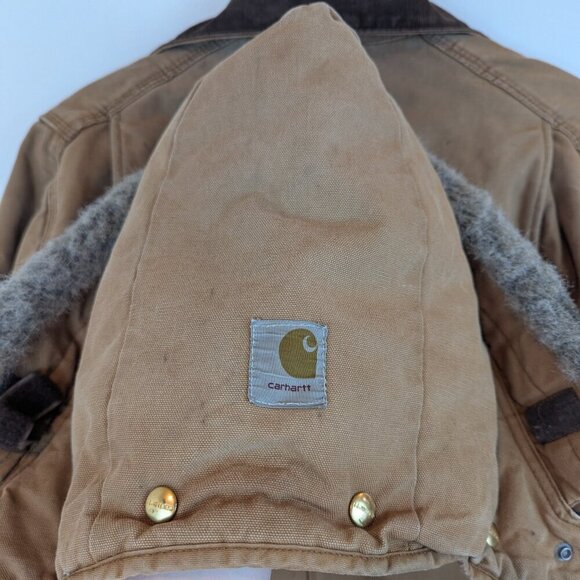 Vtg 70's Carhartt Chore Coat with Detachable Hood, Sz 44 - Picture 13 of 16